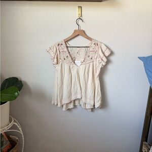Free People Embroidered Blouse